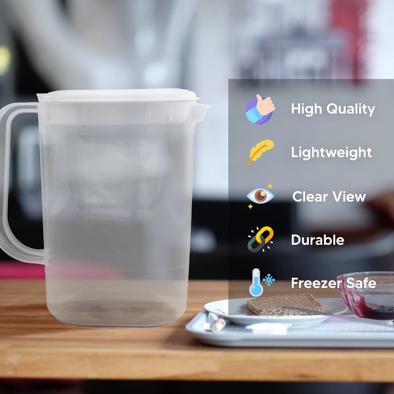 ANGIX Fridge Door Jug with Handle | Plastic Pitcher Container