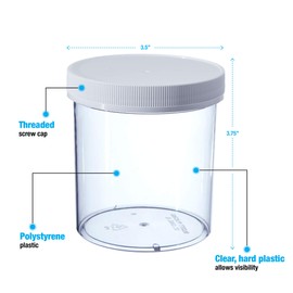 Consolidated Plastics Wide-Mouth Jar with Cap, 16 oz, Clear, 70 Piece