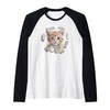 Funny Orange Tabby Cat Torn Fabric Raglan Baseball Tee