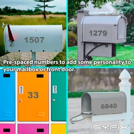 iSYFIX Grey Vinyl Numbers Stickers – 3 Inch Self Adhesive (2 Sets)- Premium Decal Die Cut and Pre-Spaced for Mailbox, Signs, Window, Door, Cars, Trucks, Homes, Address Numbers, Indoor or Outdoor