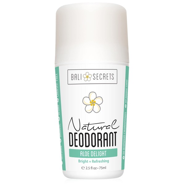 Bali Secrets Natural Deodorant - Organic & Vegan - For Women & Men - Freshness for All Day - Strong, Reliable Protection - 75 ml (Aloe Delight)