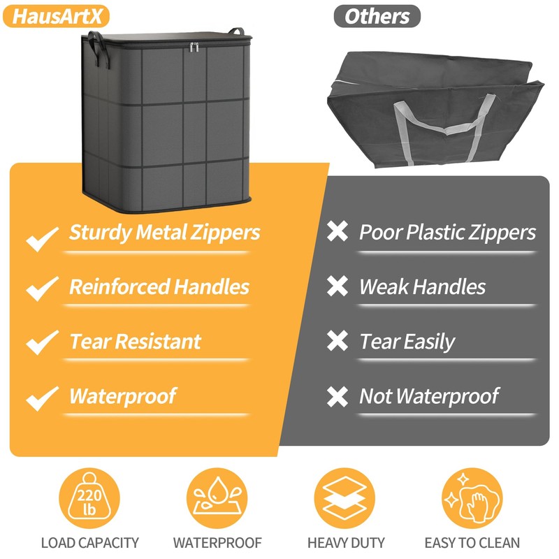 HausArtX 4 Pack Large Clothes Storage Bags, Comforter Storage organizers