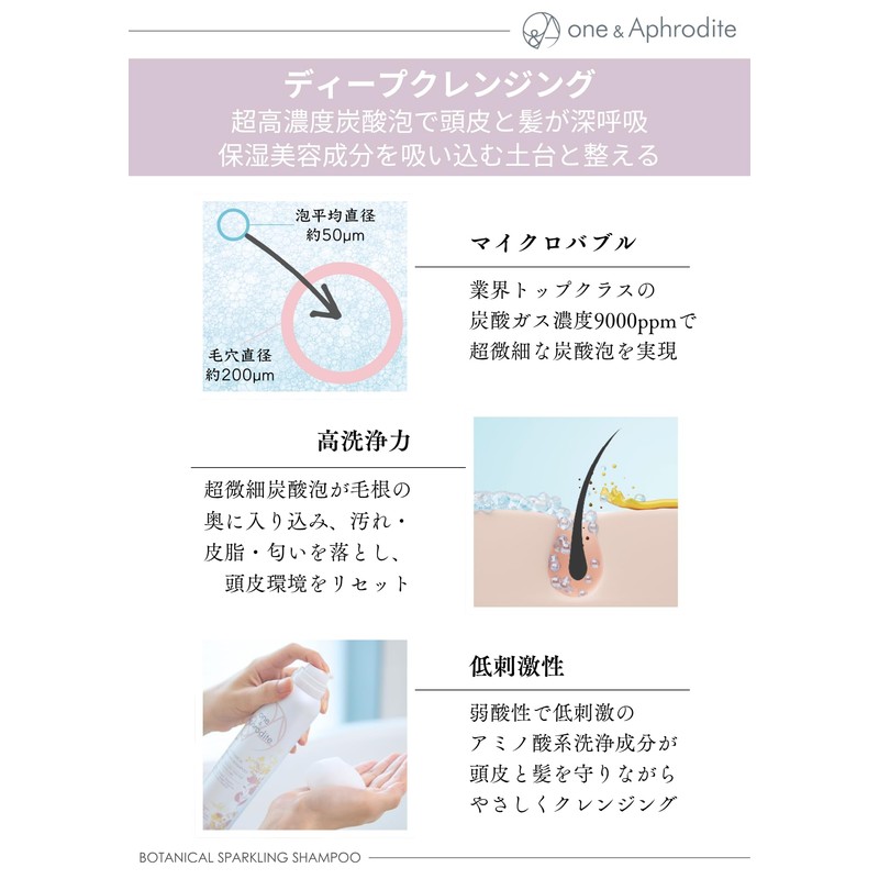 one&Aphrodite Carbonated Shampoo Scalp Brush Set, Scalp Massage, Cleansing, Shampoo