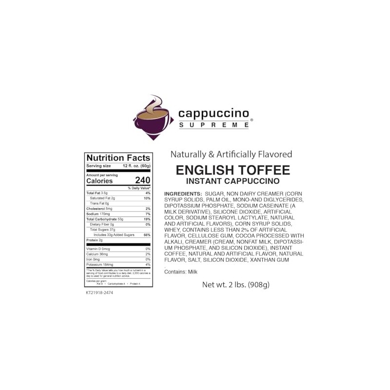 Cappuccino Supreme English Toffee Instant Cappuccino Mix 6 x 2