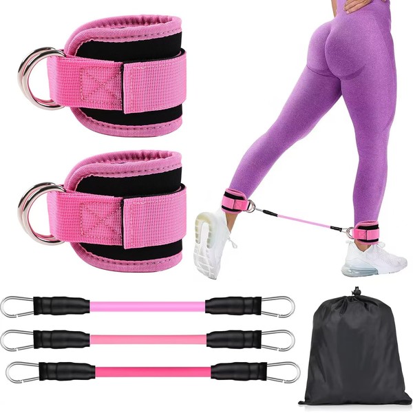 LEXICANMHS Resistance Bands Set with Foot Straps, Ankle Resistance Bands,