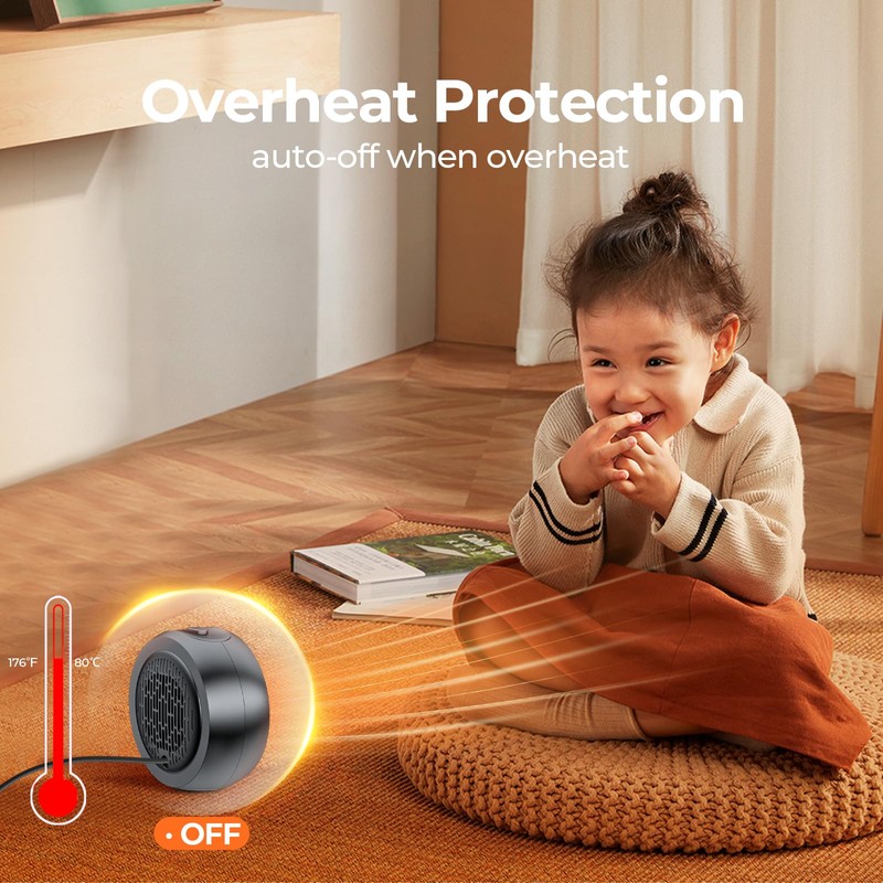 ASNUG Space Heater, Portable Electric 500W PTC Ceramic Heaters for