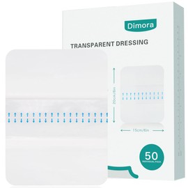 Dimora Dimora Waterproof Transparent Film Dressing, Large Clear Wound Bandages 6x8 inch 50 Pack, Post Surgical Skin Protector, Adhesive Medical Pad for Swimming,Showering,Tattoo Aftercare,IV Fixing