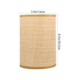 Luxshiny Bedside Lamps Rattan Drum Lampshade Replacement E27-E14 Barrel Lampshade Snap On Natural Woven Cylinder Light Cover for Chandelier Table Desk Lamps