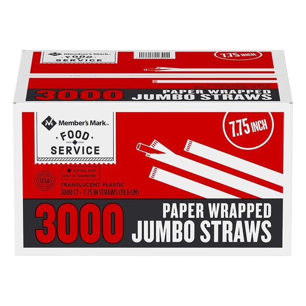 Member's Mark Jumbo Wrapped Straws (7.75 in., 3,000 Count)