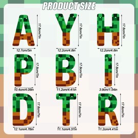 Pixel Happy Birthday Banner, Pixel Miner Theme Birthday Decorations Creative Happy Birthday Banner for Home Wall Door Window Parties Decor Photo Prop