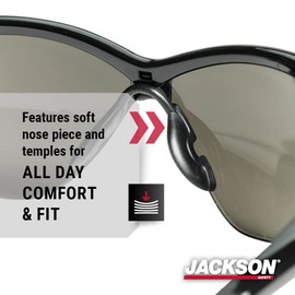 Jackson Safety SG Safety Glasses - Eye Protection for Men & Women - Anti-Scratch Lens with Black Frame - ANSI Z87.1 - Pack of 3 (Multiple Styles)