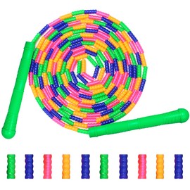 Coolrunner 16 FT Long Jump Rope(1 PACK), Double Dutch Jump Ropes, Soft Beaded Skipping for Kids Adults, Plastic Segmented Long Enough for 4-5 Jumpers (Green)
