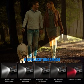 TrustFire Mini Torch Key Ring, 2 in 1 Torch Red Light 5 Light Modes LED Torch Small Torch for Camping, Hiking, Night Vision, Night Fishing, Emergency Black