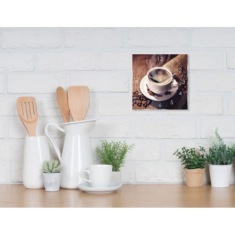 Wall Clock Glass 20 x 20 cm Coffee Clock Glass