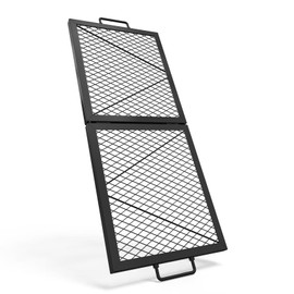 only fire Foldable X-Marks Fire Pit Cooking Grate, Portable Rectangle Campfire Grill Grate with Handles, Heavy Duty Steel Campfire BBQ Grill for Outdoor, 32 inch, 36 inch