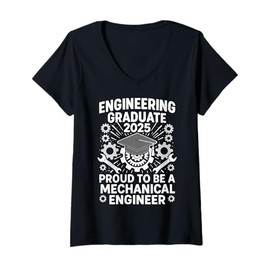 Womens Engineering Graduate 2025 - Proud Mechanical Engineer V-Neck T-Shirt