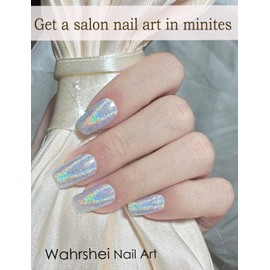 Semi Cured Gel Nail Strips, 20pcs Gel Nail Stickers UV, Semi Cured Gel Nail Wraps for Home Nails DIY (B Laser)