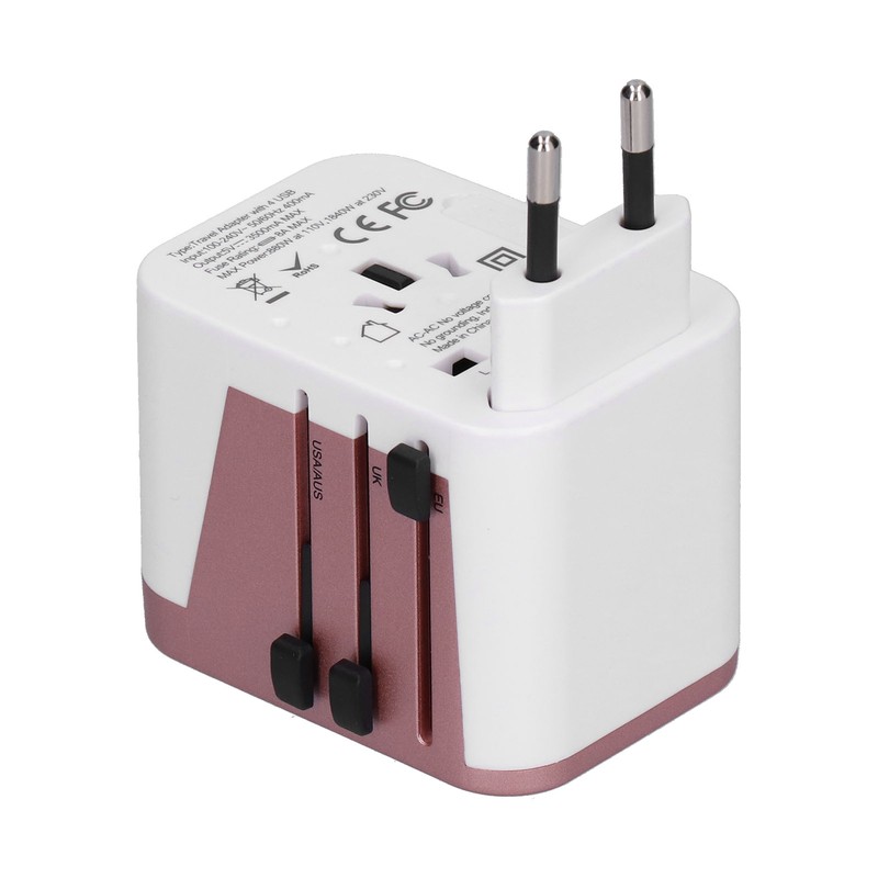 International Power Adapter Travel Plug with 4 USB Ports for