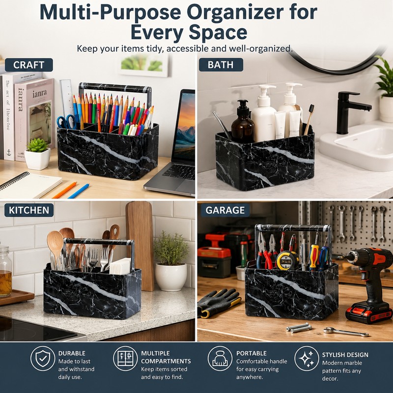 Portable Shower Caddy for Bathroom Storage – Adjustable Dividers &