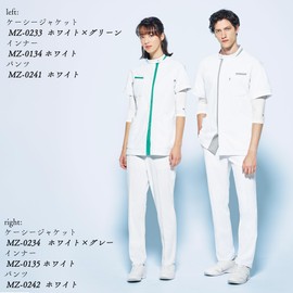 Mizuno MZ0233 Women's Casey Jacket, Easy Care, High Breathability, Anti-permeability, Anti-static, Available in 5 Colors, SS to 5L, Medical Care, Medical Rehabilitation Uniform, C-5 White x Navy, L