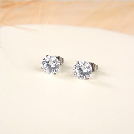 G23 Titanium CZ Stud Earrings for Sensitive Ears, Titanium Cubic Zirconia Stud Earrings for Women (4mm)
