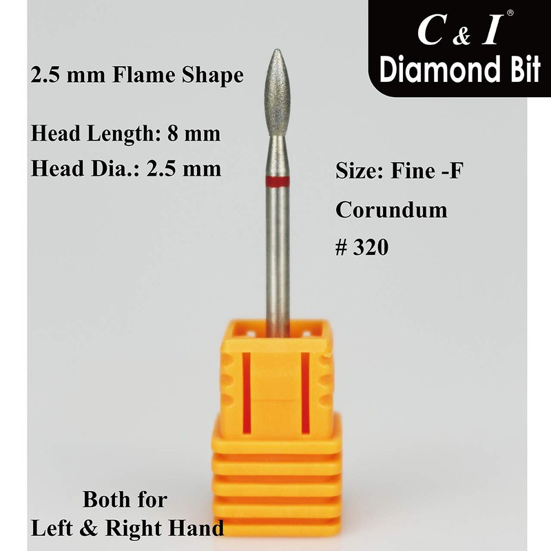 C & I Diamond Nail Drill Flame Shape E-File Professional