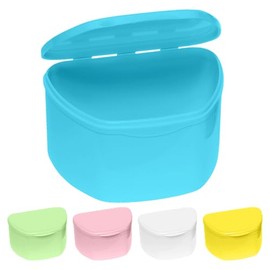 Paquete de 5 estuches dentales – Caja dental para dientes artificiales, protector bucal, protector nocturno, protectores de encías, retenedores – suministros de remojo y limpieza para viajes, contenedores de almacenamiento, varios colores