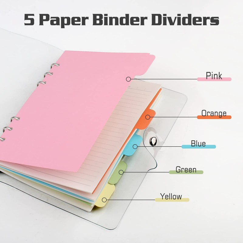 Binder Notebook A6 - Transparent Ring Binder Cover 6 Round