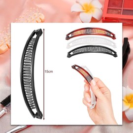 3 Pieces Banana Clip,Banana Hair Clip,bannana Clips,bannana Hairs Clips(White,Black, Brown)