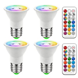 ILC Par16 LED Light Bulbs 40 Watt Equivalent Color Changing E26 Screw 45°, 12 Colors Dimmable Daylight White 5000K RGB LED Spot Light Bulb with 5W Remote Control,(Pack of 4)