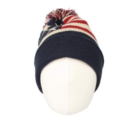 WITHMOONS USA Beanie Hat American Flag Toque Winter Pom Knit Beanies for Men Women JZP0027 (Navy)