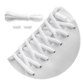 Nounex21 - Premium Elastic Shoelaces with Metal Lock Closure without Tying Set for 2 or 1 Pair of Shoes - Quick Lacing System for Trainers, White