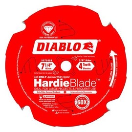 Diablo 7.25-Inch x 4 Teeth PCD Tip TCG HardieBlade Fiber Cement Saw Blade for Circular Saw and Cordless Circular Saw, Ideal for Remodeling, Demolition, Siding, Decking, Electrical, and Plumbing