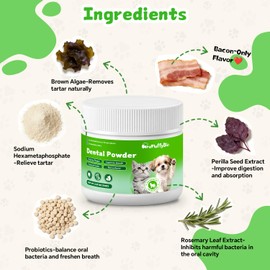 Dog Dental Powder 150g, Dog Teeth Cleaning Powder with Natural Plant Ingredients and Postbiotics for Dog and Cat Teeth Cleaning and Breath Freshener, Helps Reduce Plaque & Tartar