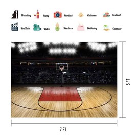 EOA 7x5FT Basketball Court Backdrop for Sports Fans Party Club School Dunk Background Birthday Banner YouTube Video Props