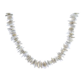 White Sea Shell PUKA Bead Chain Necklace RAM LD10