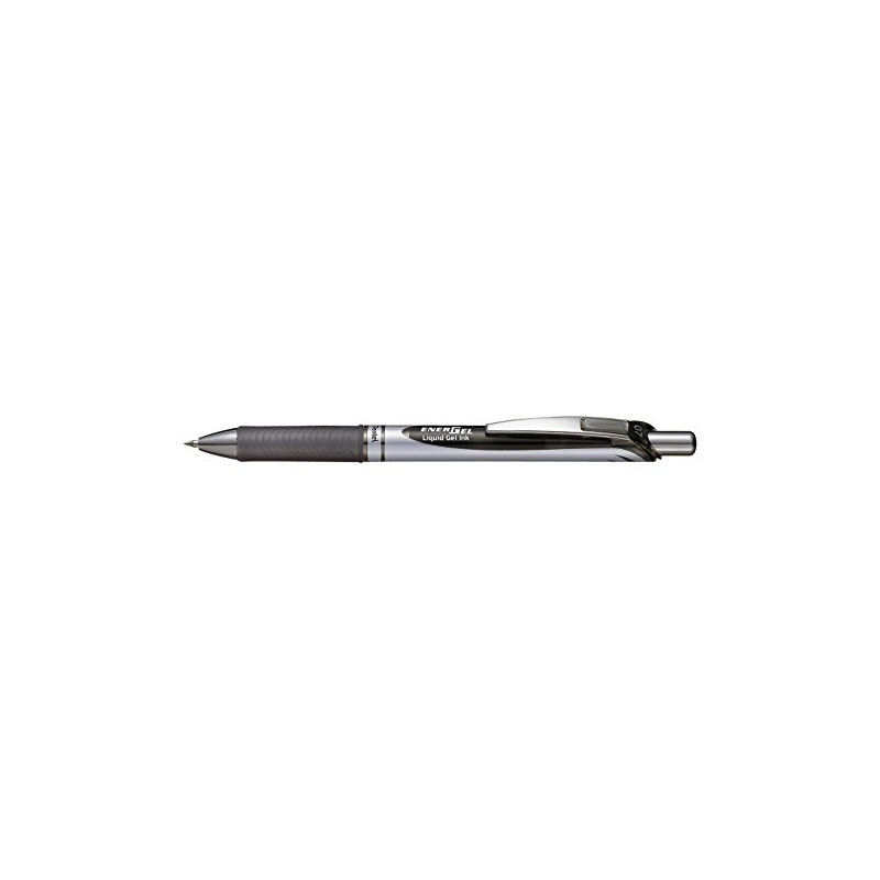ぺんてる ボールペン ノック式エナージェル 0.7mm シルバー軸 黒インキ BL77-A 【 ３本】