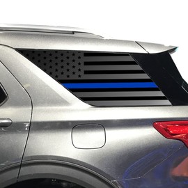 Tactical Decals - USA Flag w/Thin Blue Line Decals For 2020-2025 Ford Explorer - 3rd Windows - Custom Design QR6-FE6.BA
