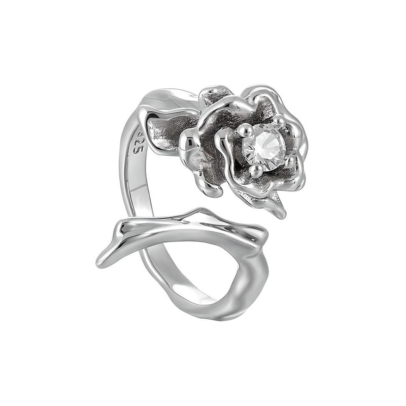 NicoWerk SRI997 Women's Silver Ring Rose Made of 925 Sterling