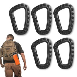 Pack of 5 Carabiner Plastic Carabiner Hooks Plastic Shape Carabiner Plastic Black Set ABS Carabiner Clip for Outdoor Ropes Backpacks Fishing Rods Camping Hiking Fishing Backpack Carabiner Plastic,