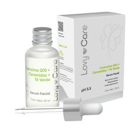 Lovy Care Serum Facial Coenzima Q10 + Ceramidas + TE VERDE Biogeneradora, Renovacion celular + pH 5.5 piel Sana