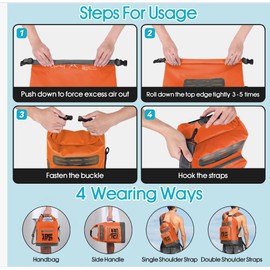 MORXPLOR Bolsa Seca Impermeable, Mochila Seca Enrollable de 5L/10L/20L/30L/40L/55L con Funda Impermeable para teléfono para natación, Kayak