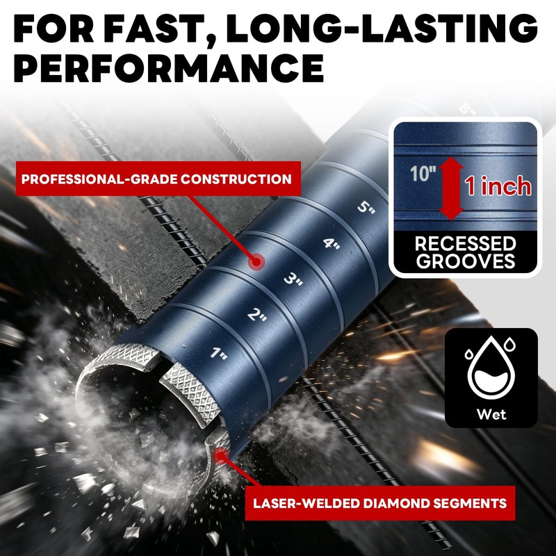 DaduoRi 2" Core Drill Bit with Etched Depth Scale –