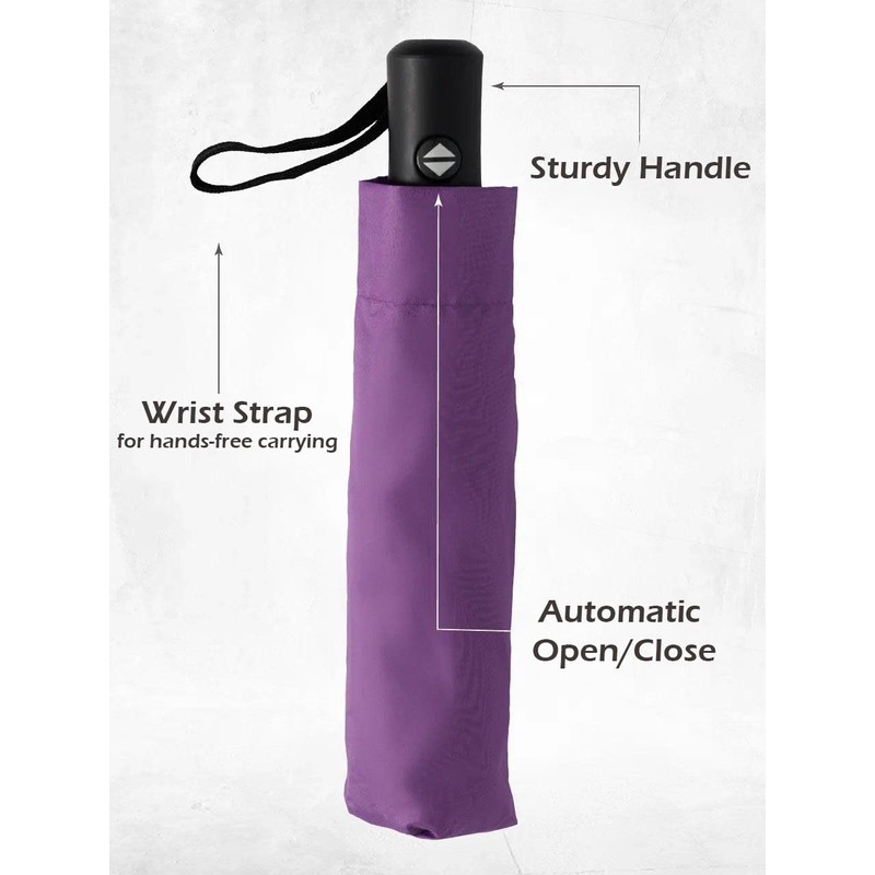 Windproof Travel Umbrella - Compact, Light, Full Automatic Open/Close -