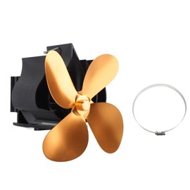 Wall Mounted Fireplace Fan 4 Blade Heat Powered Wood Stove Fan for Wood Log Burner Fireplace Gold