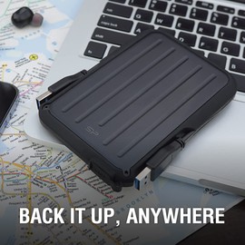 Silicon Power Armor A66 4TB Rugged External Hard Drive, Military-Grade Shockproof Water-Resistant USB 3.0 Portable HDD for PC Mac Laptop Computer - Black