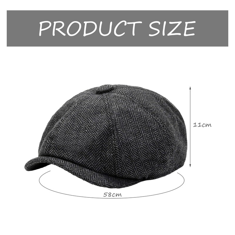 COACOM 1 Black Melon Hat, Flat Cap for Men, Newspaper