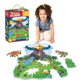 Peaceable Kingdom Dinosaur Island Floor Puzzle - Thick and Sturdy Puzzle Pieces - Includes Storage Box with Carrying Cord - Over 3 Feet Tall - Floor Puzzles for Kids Ages 3-5