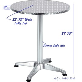 BTEXPERT Indoor Outdoor 23.75" Restaurant Stainless Steel Aluminum Metal Slat Stack Commercial Lightweight, 3 Chairs with a Round Table, Silver/Bronze