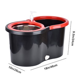 Mop and Bucket Set, 360° Spin Mop and Bucket with Wringer Set and 3 Microfiber Mop Refills, Stainless Steel 61" Extended Handle Spinning Mop Bucket System for Floor Cleaning